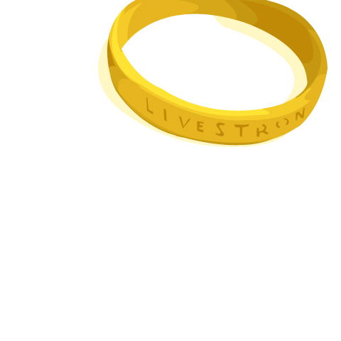 A digital illustration of a yellow Livestrong bracelet, a symbol of resilience and strength.