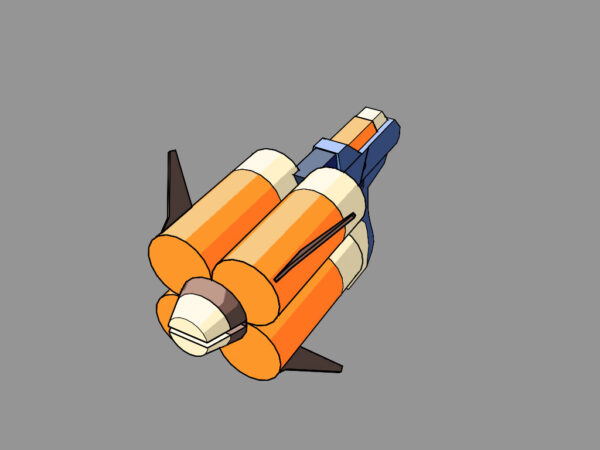 Diagonal top-down view of the Manga Fighter Crossbow, with emphasis on its futuristic mechanical elements.