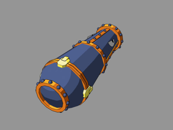 Rear perspective of the Manga Fighter Bazooka, showing the hexagonal back opening and reinforcement details.