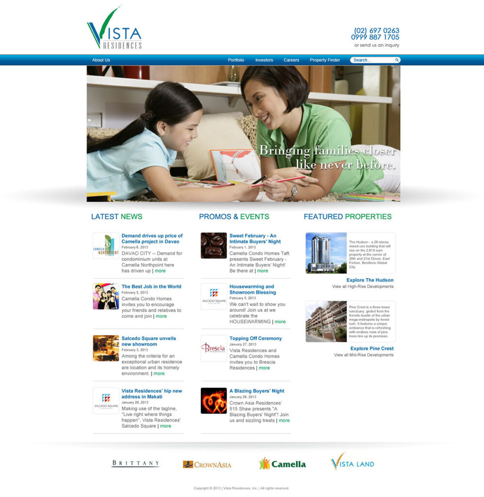 Vista Residences Website Redesign #
