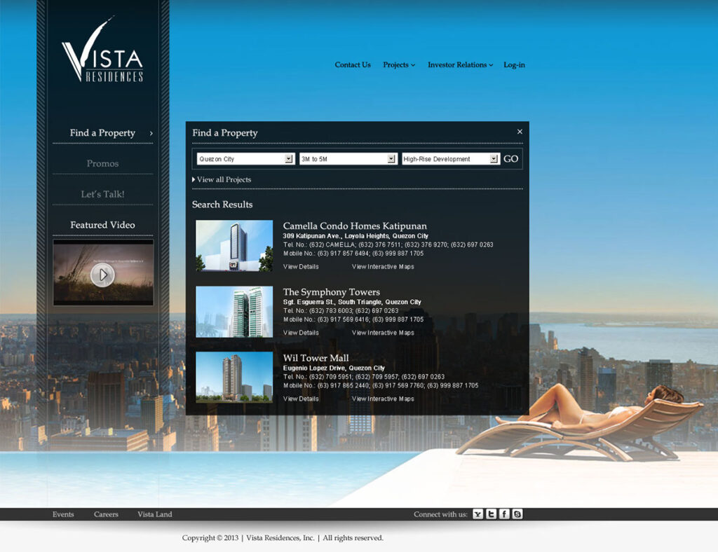 Vista Residences Website Redesign #4