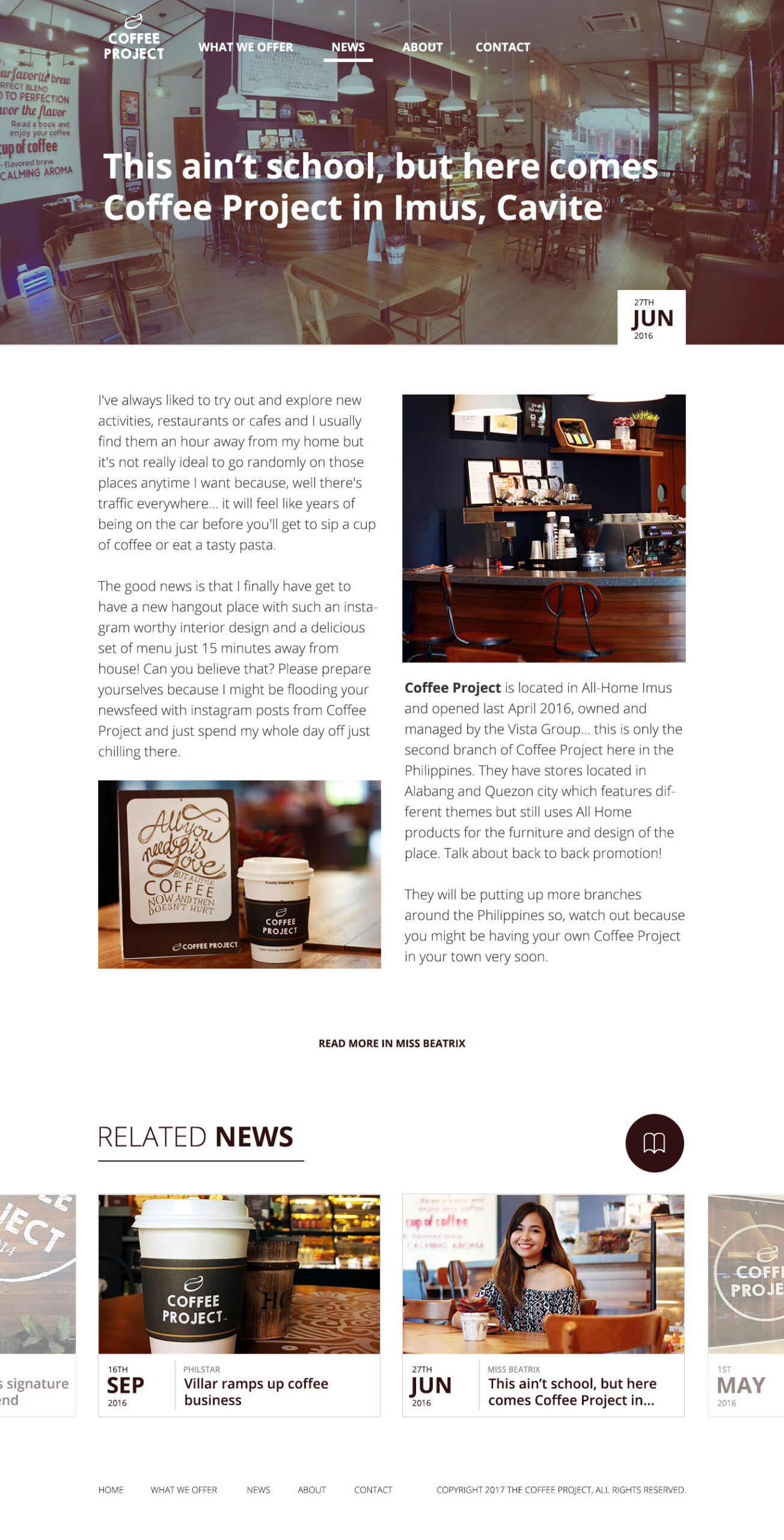 Coffee Project - News Article Page