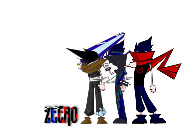 A group illustration showcasing different versions of Zeero, each reflecting a distinct stage of his evolution. The characters stand in contrast, demonstrating how Zirostilo evolved in expression and identity.