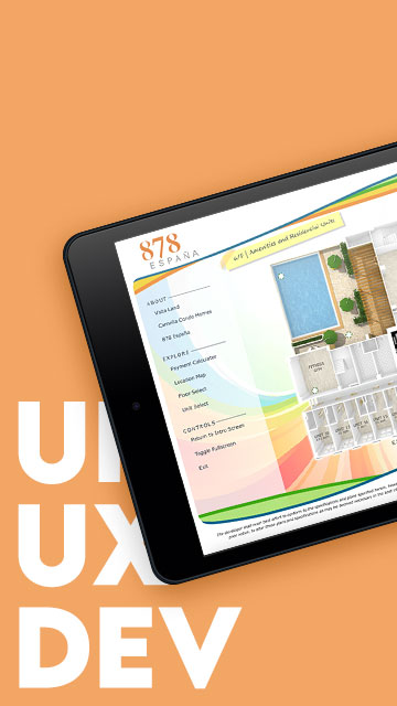 A seamless blend of UI/UX and development – the 878 España Interactive App brings property exploration to life with intuitive design and interactivity.